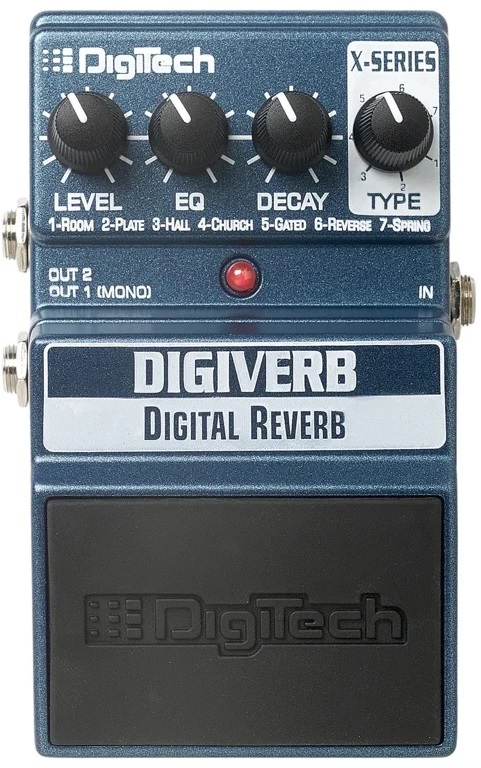 The DigiVerb™ pedal gives you an incredible selection of reverb types to choose from. These include a Spring reverb that sounds so real that you can almost hear it rattle inside the box. Different Plates that put excitement in your snare or vocals, and Rooms and Halls that breathe warm space and air into any instrument. Now you won't be limited to trying to tweak a reverb to sound like something it's not